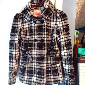 Pink Envelope, Small, Black and White Plaid Coat